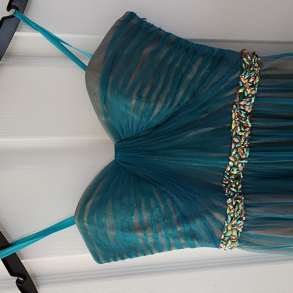 Cache Sheer Overlay Beaded Accent Prom Dress READ - Picture 2 of 16